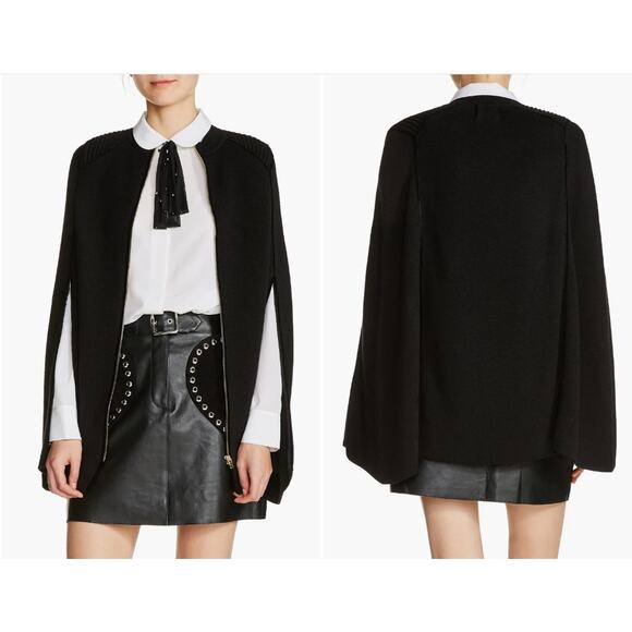 Maje Milford Zip-Front Cape Sweater